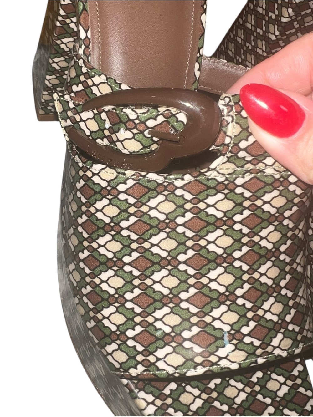 Larroude Dolly Verona Platform Mule Soft Patent Daisy Vichy Multi Seaweed Print - Picture 5 of 12
